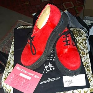 Fluevog Red Tycho suede shoes
